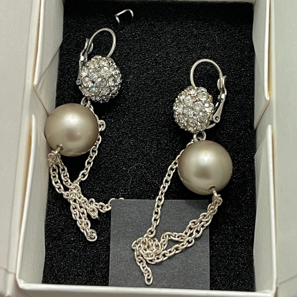 Swarovski Crystal and Pearl Pendant Earrings